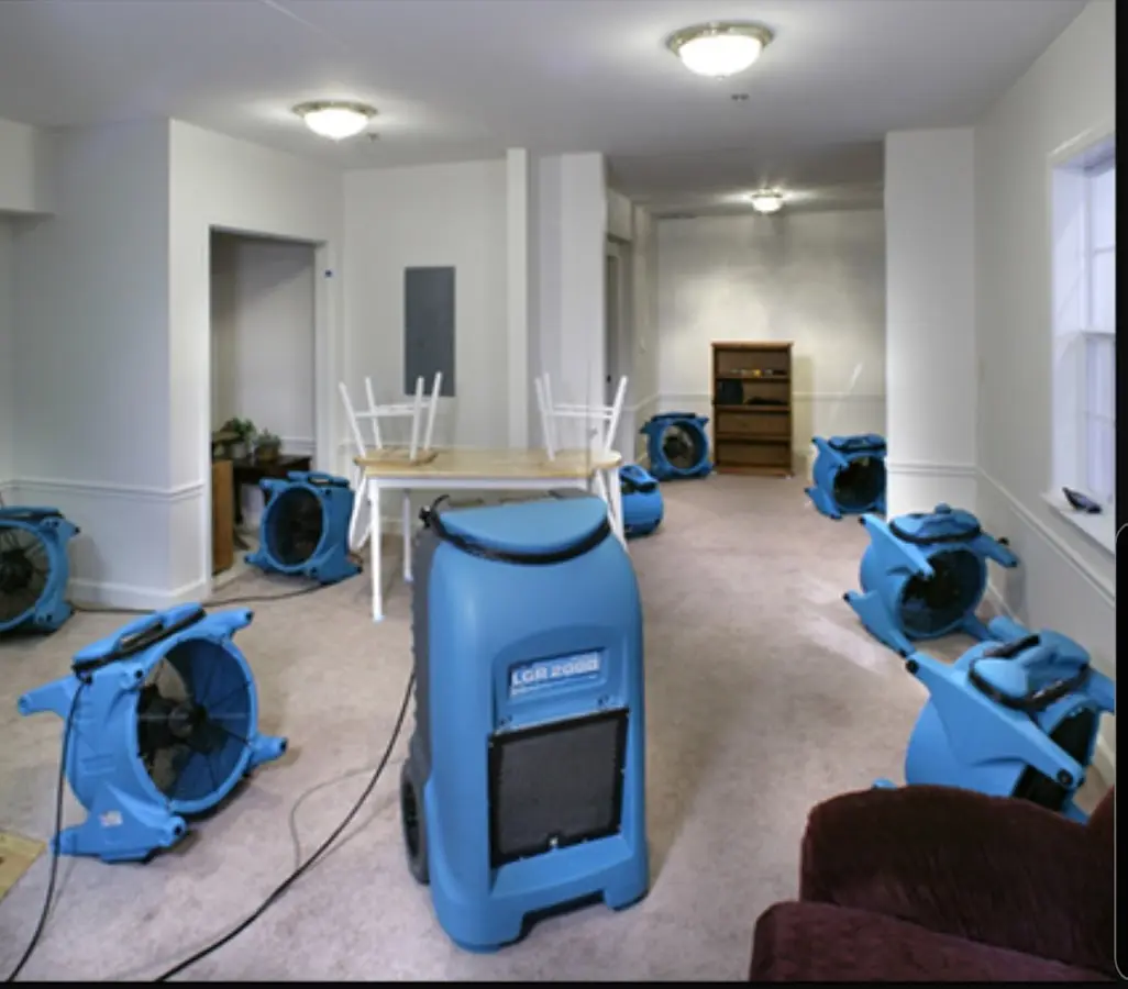 Air movers and dehumidifier setup for Water Damage Restoration in Lauderdale Lakes
